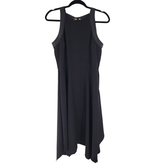 Karl Lagerfeld Paris 6 black halter sleeveless handkerchief hem midi dress - Picture 1 of 15